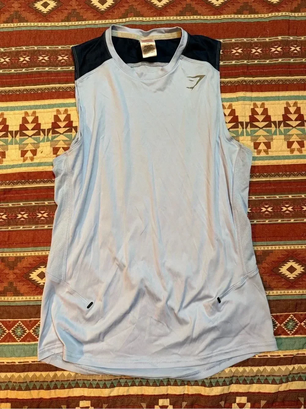 Gymshark Light Blue Athletic Tank Top with Subtle Logo size small